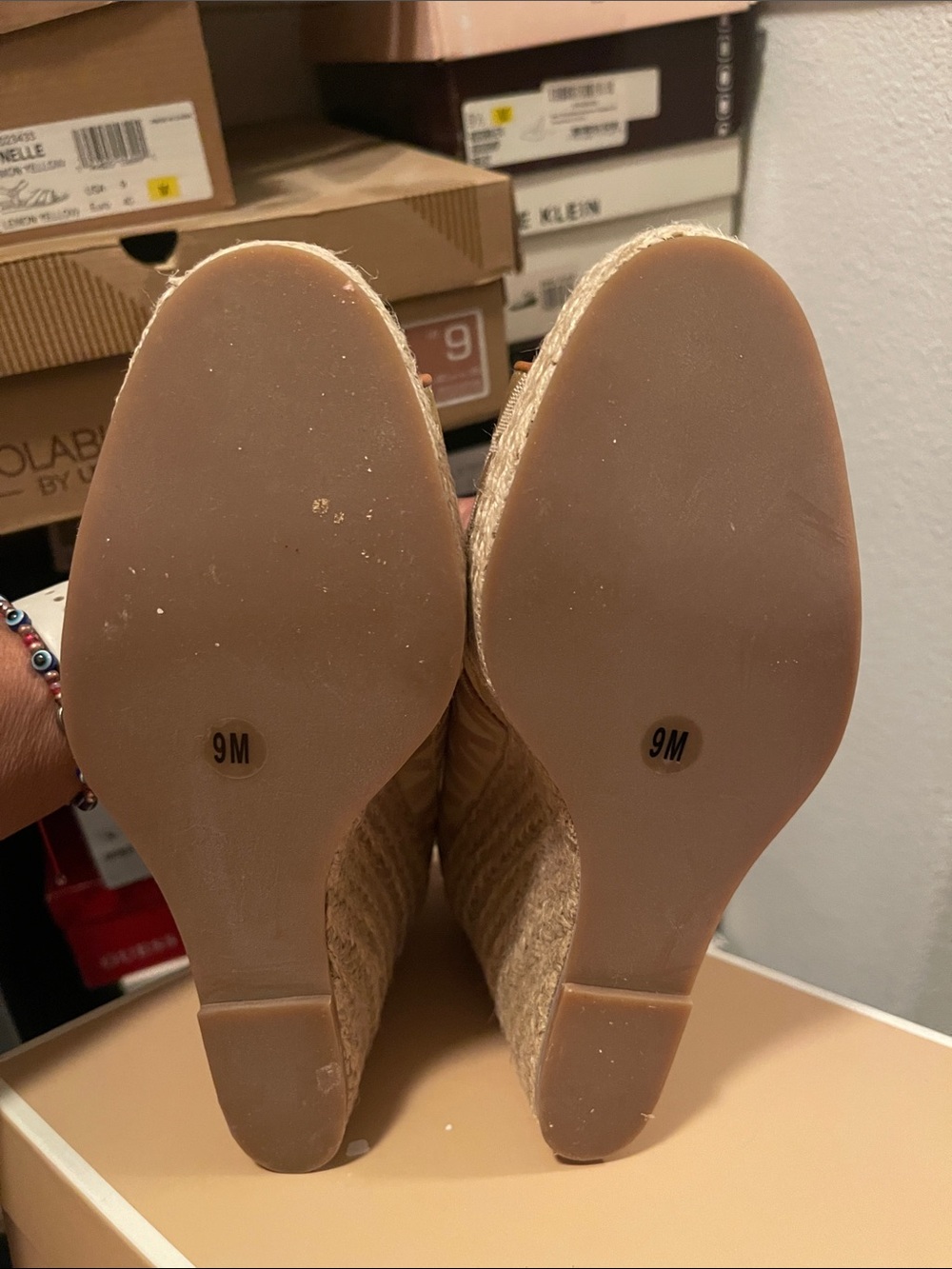Michael Kors Beige Canvas Logo Espadrille Wedge Sandals - Picture 4 of 4